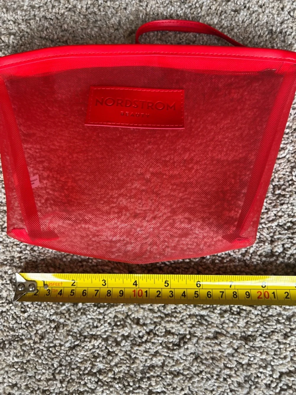 Nordstrom Beauty Red Mesh Wristlet Cosmetic Pouch